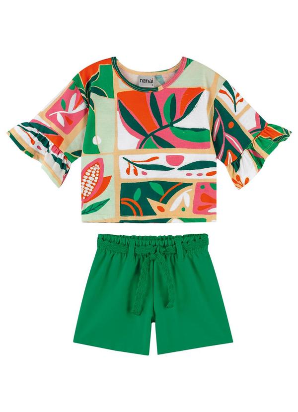 Nanai - Conjunto Infantil Menina Estampado Verde