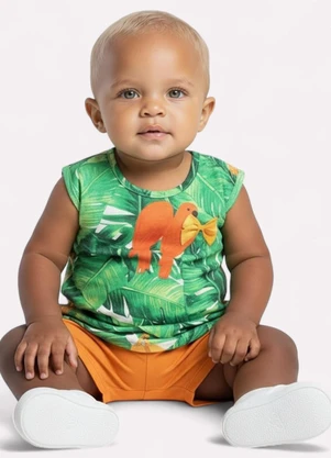 Kyly - Conjunto Infantil Menina Estampado Verde - KYLY