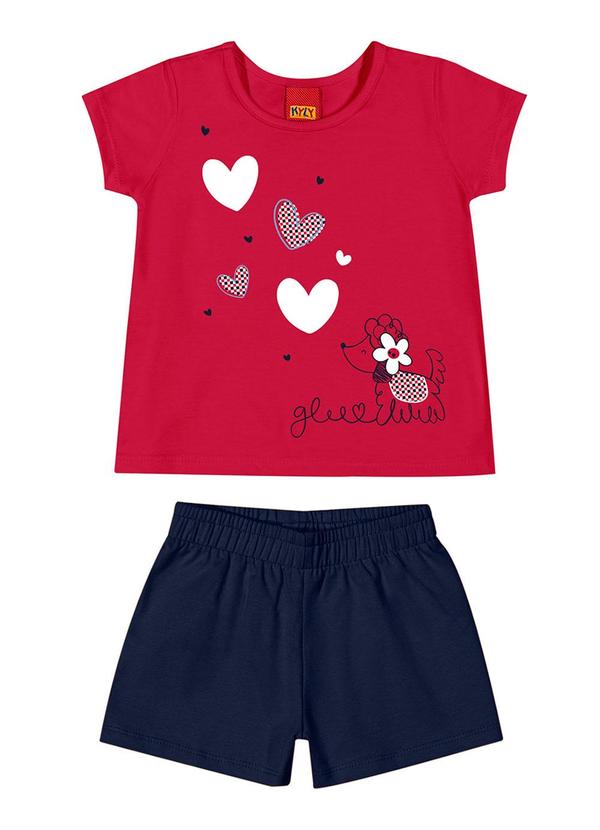 Kyly - Conjunto Infantil Menina Estampado Vermelho