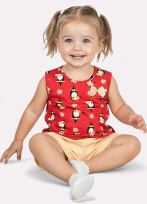 Kyly - Conjunto Infantil Menina Estampado Vermelho - KYLY