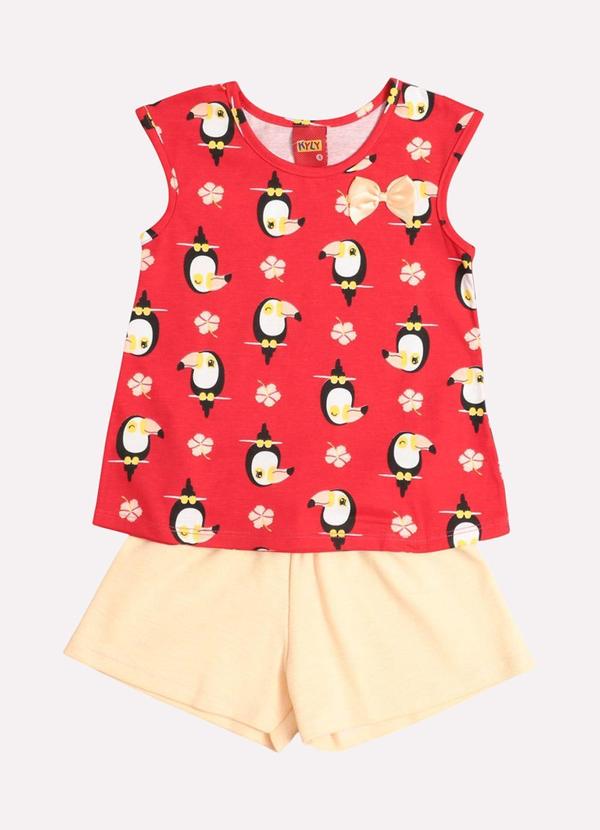 Kyly - Conjunto Infantil Menina Estampado Vermelho 3