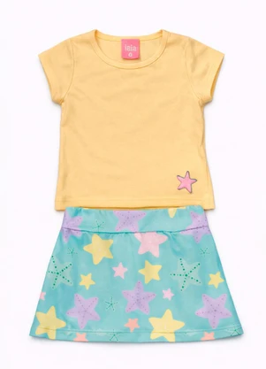 Rosa Azul - Conjunto Infantil Menina Estrelas Amarelo - ROSA AZUL