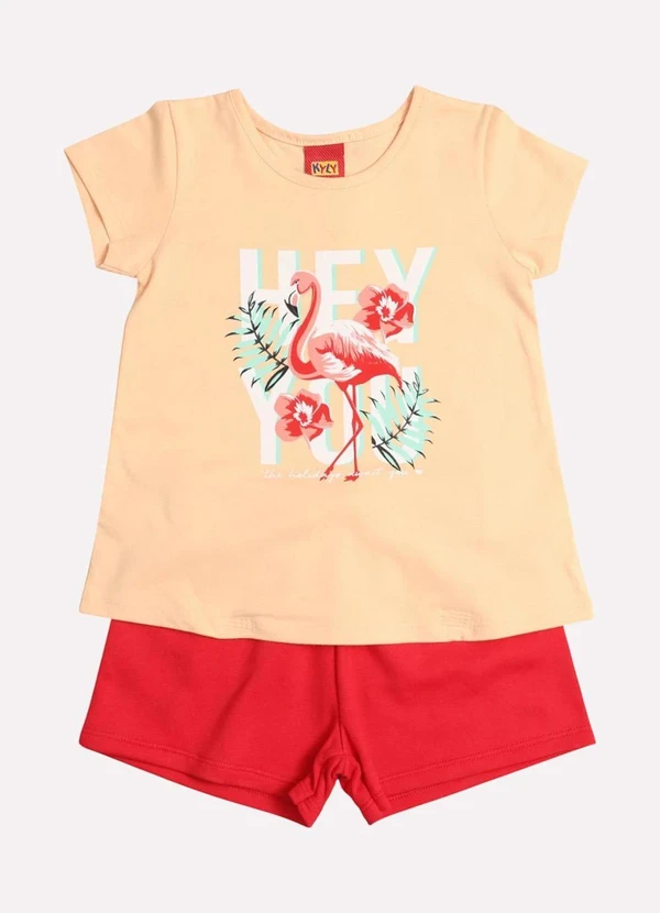 Kyly - Conjunto Infantil Menina Flamingo Laranja 1
