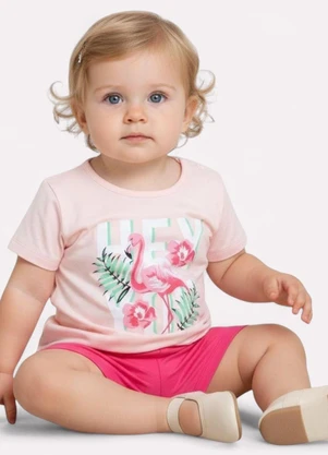 Kyly - Conjunto Infantil Menina Flamingo Rosa - KYLY