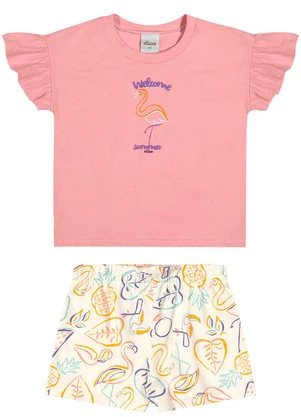 Elian - Conjunto Infantil Menina Flamingo Rosa - ELIAN