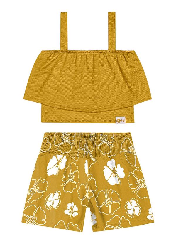 Kyly - Conjunto Infantil Menina Flor Amarelo