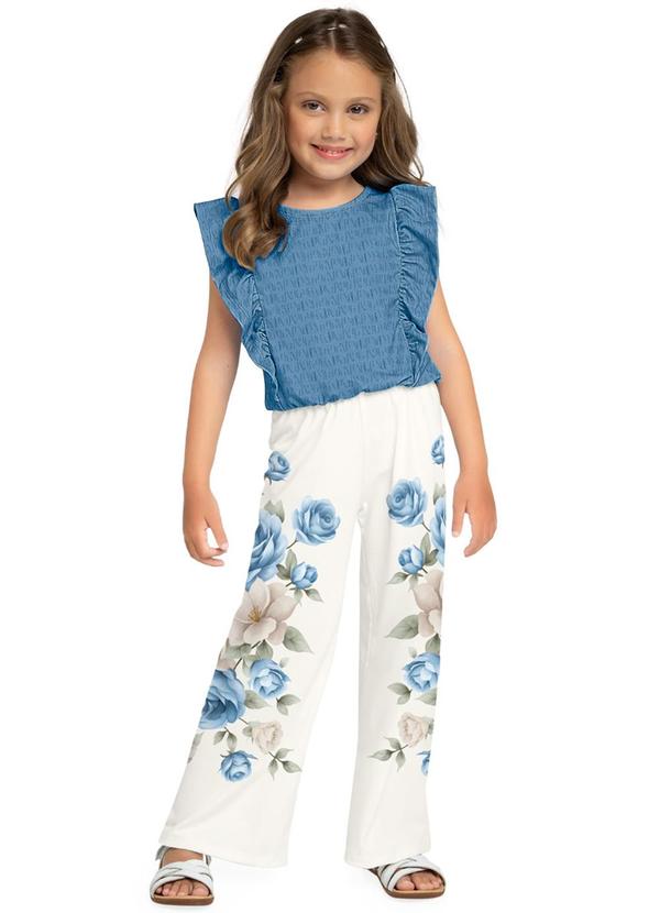 Milon - Conjunto Infantil Menina Flor Azul