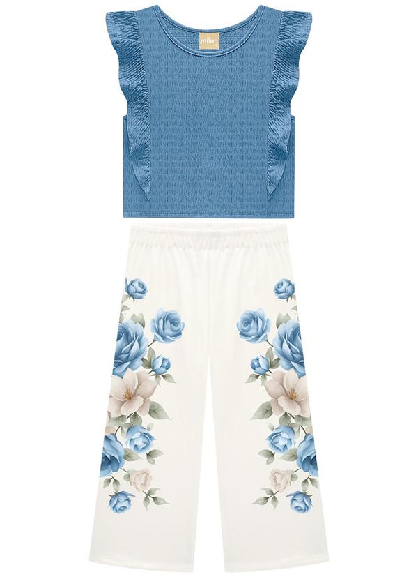 Milon - Conjunto Infantil Menina Flor Azul 2