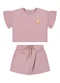 Colorittá - Conjunto Infantil Menina Flor Bordado Rosa - variação: Rosa