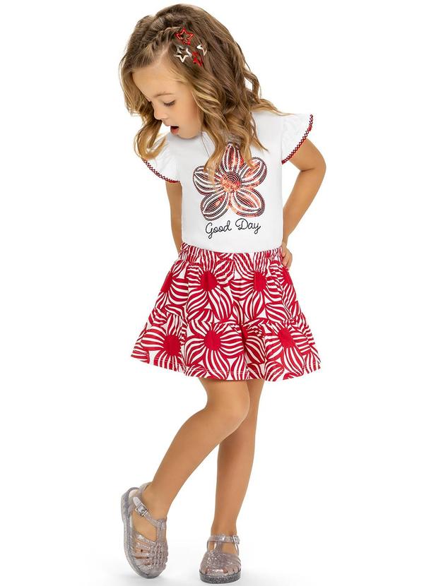 Kyly - Conjunto Infantil Menina Flor Branco