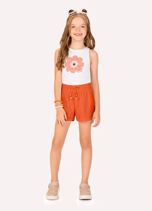 Kyly - Conjunto Infantil Menina Flor Branco - KYLY