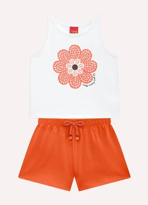 Kyly - Conjunto Infantil Menina Flor Branco - KYLY