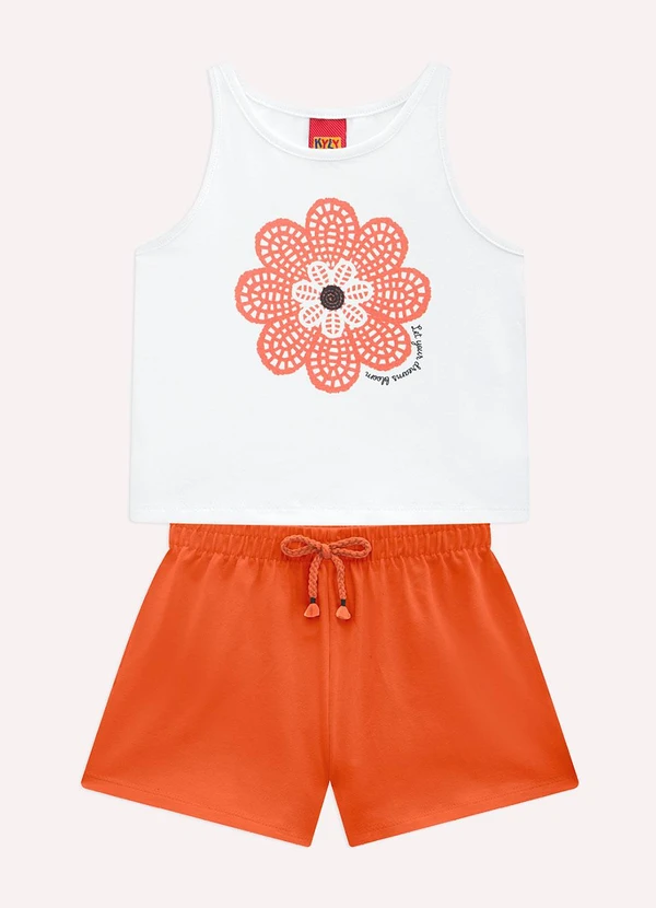 Kyly - Conjunto Infantil Menina Flor Branco 2