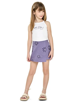 Elian - Conjunto Infantil Menina Flor Flamê Branco - ELIAN