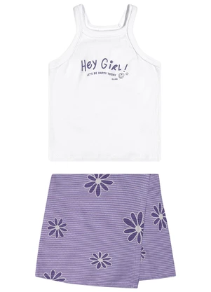 Elian - Conjunto Infantil Menina Flor Flamê Branco - ELIAN