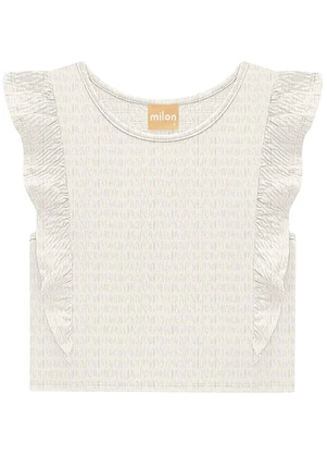 Milon - Conjunto Infantil Menina Flor Off White - MILON