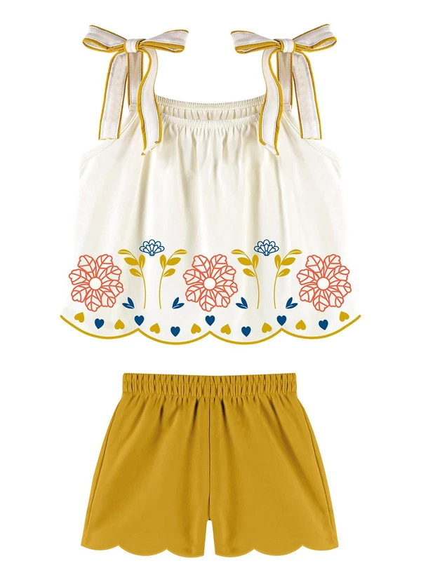 Nanai - Conjunto Infantil Menina Flor Off White 2