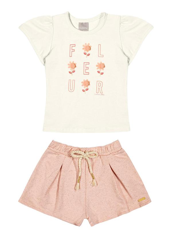 Colorittá - Conjunto Infantil Menina Floral Colorittá Bege