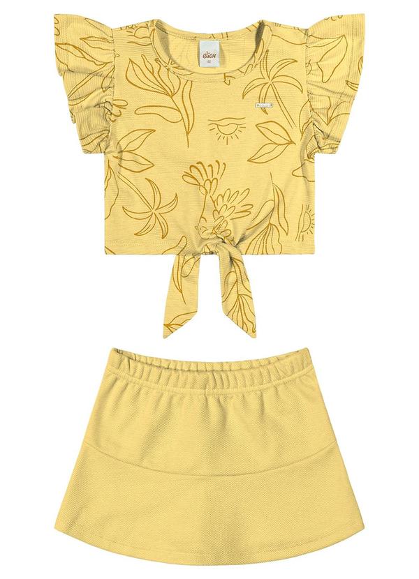 Elian - Conjunto Infantil Menina Floral Elian Amarelo 2