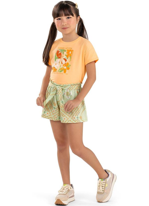 Elian - Conjunto Infantil Menina Floral Elian Laranja