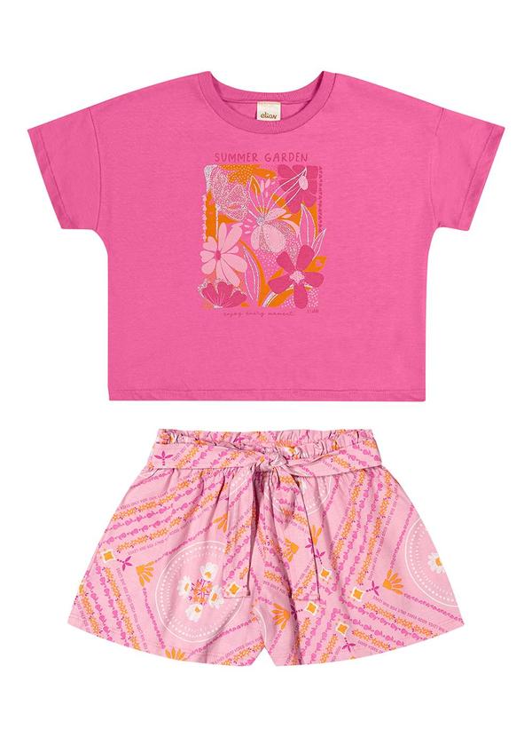 Elian - Conjunto Infantil Menina Floral Elian Rosa