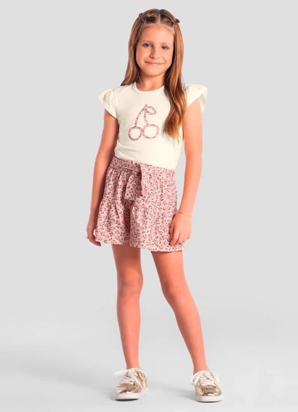 Brandili Mundi - Conjunto Infantil Menina Floral Natural