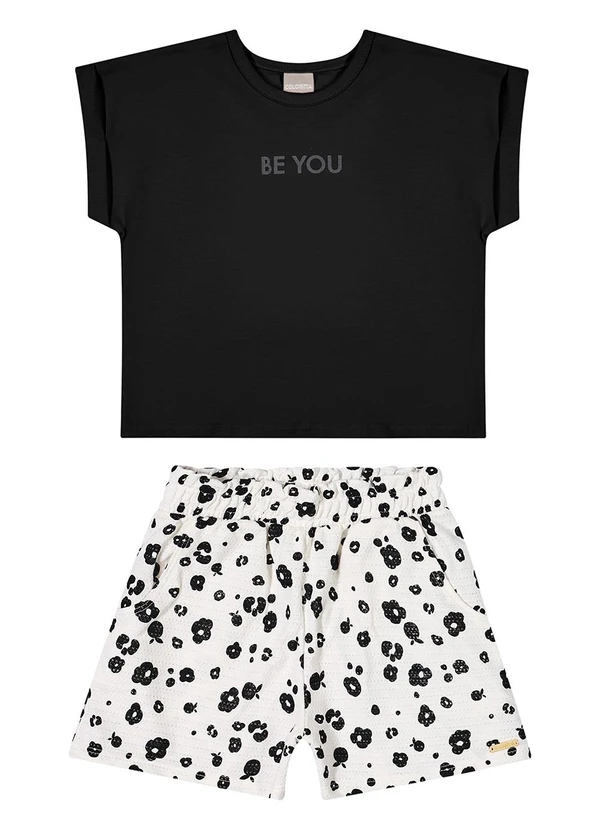 Colorittá - Conjunto Infantil Menina Floral Print Preto 3
