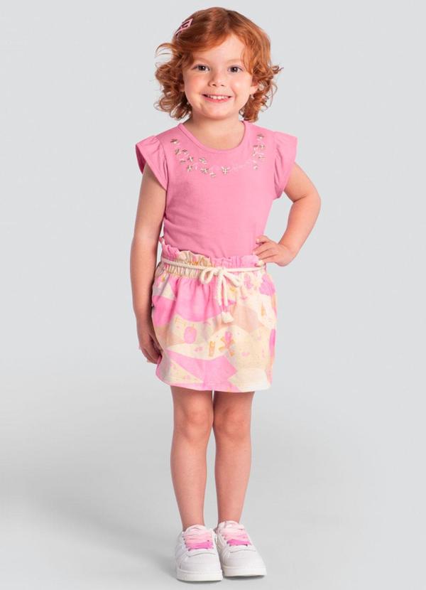 Brandili - Conjunto Infantil Menina Floral Rosa