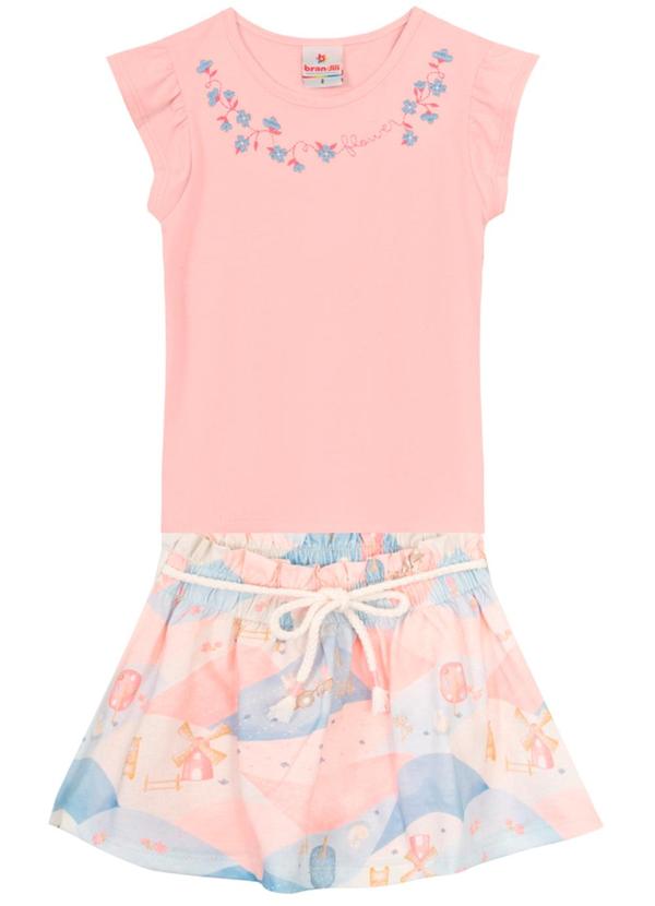 Brandili - Conjunto Infantil Menina Floral Rosa