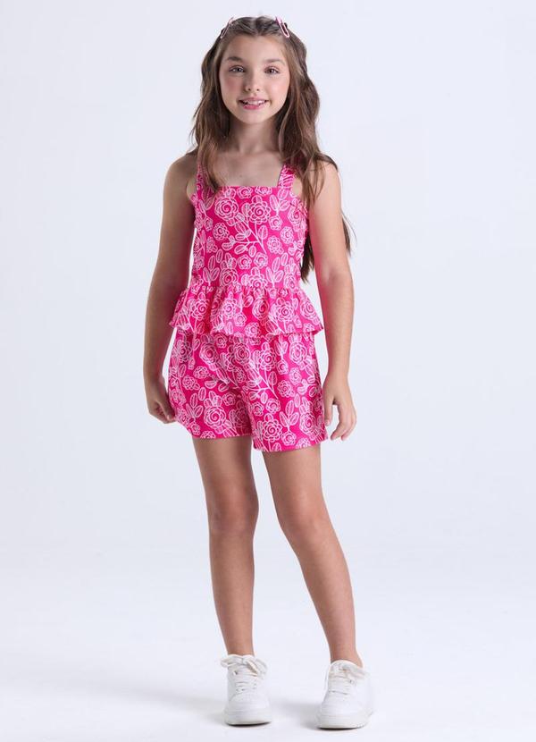 Vida Costeira - Conjunto Infantil Menina Floral Rosa