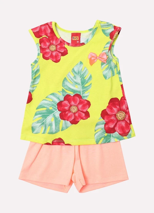 Kyly - Conjunto Infantil Menina Flores Amarelo 1
