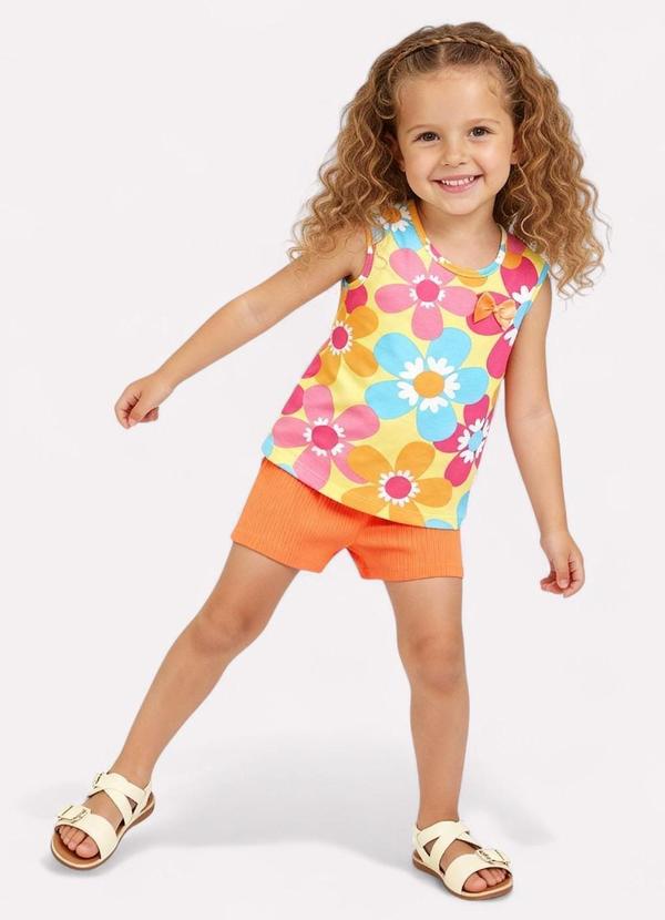 Kyly - Conjunto Infantil Menina Flores Amarelo