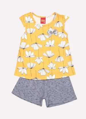 Kyly - Conjunto Infantil Menina Flores Amarelo - KYLY