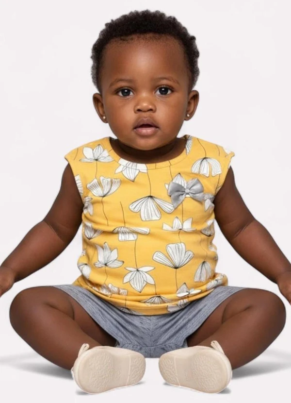 Kyly - Conjunto Infantil Menina Flores Amarelo