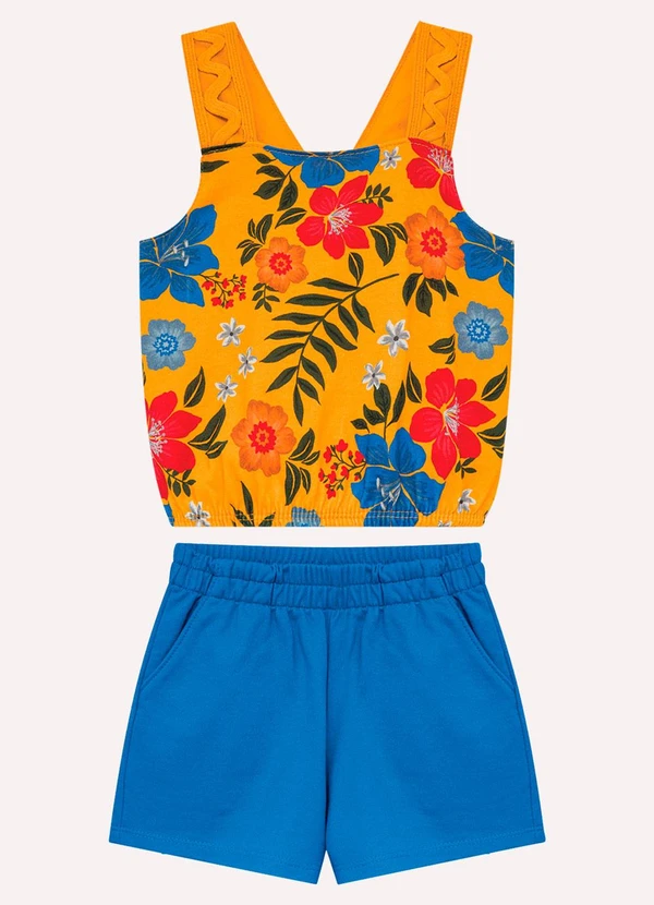 Nanai - Conjunto Infantil Menina Flores Amarelo
