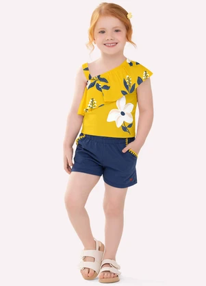 Nanai - Conjunto Infantil Menina Flores Amarelo - NANAI