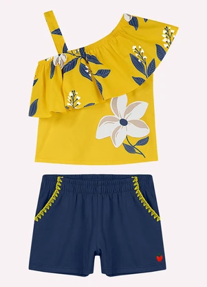 Nanai - Conjunto Infantil Menina Flores Amarelo - NANAI