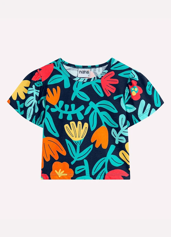 Nanai - Conjunto Infantil Menina Flores Azul Marinho 3