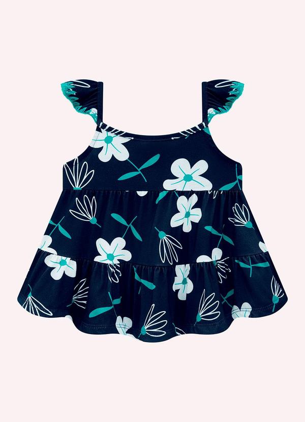 Kyly - Conjunto Infantil Menina Flores Azul Marinho 2
