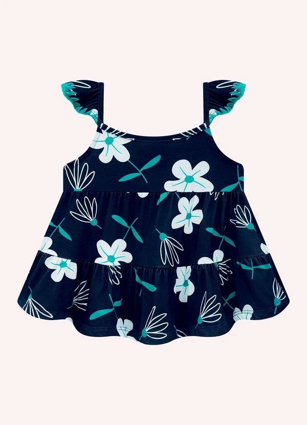 Kyly - Conjunto Infantil Menina Flores Azul Marinho 2