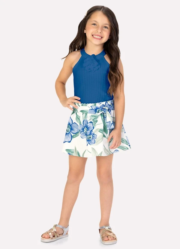 Milon - Conjunto Infantil Menina Flores Azul