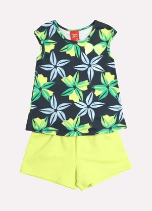 Kyly - Conjunto Infantil Menina Flores Azul - KYLY