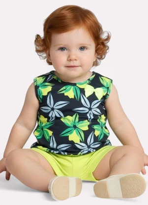 Kyly - Conjunto Infantil Menina Flores Azul - KYLY