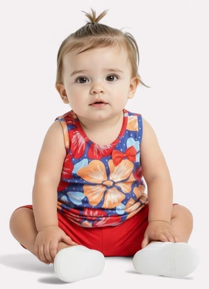 Kyly - Conjunto Infantil Menina Flores Azul - KYLY