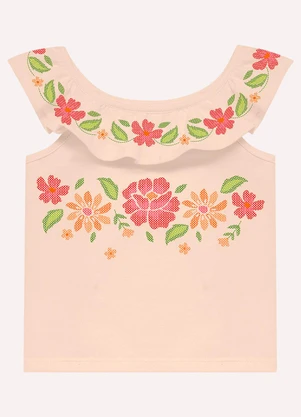 Nanai - Conjunto Infantil Menina Flores Bege - NANAI