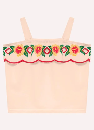 Nanai - Conjunto Infantil Menina Flores Bege - NANAI