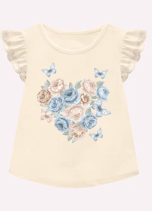 Milon - Conjunto Infantil Menina Flores Bege - MILON