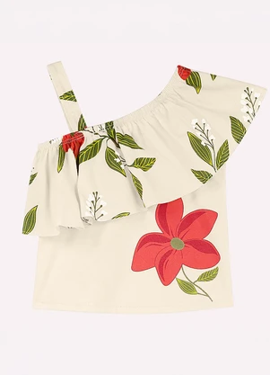 Nanai - Conjunto Infantil Menina Flores Bege - NANAI