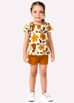 Kyly - Conjunto Infantil Menina Flores Branco - KYLY