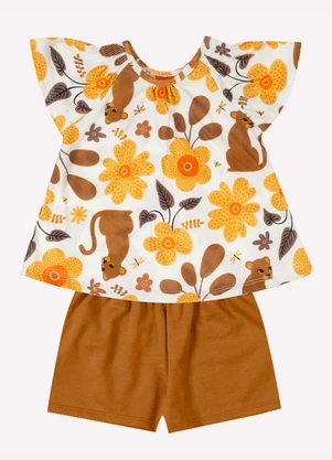 Kyly - Conjunto Infantil Menina Flores Branco - KYLY